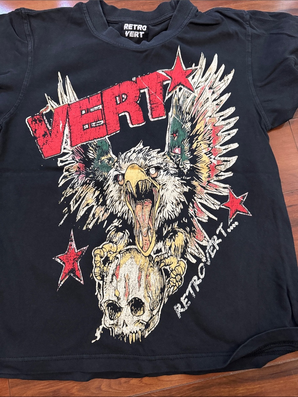IRO Black Graphic Eagle Tee with Red Stars and Yellow Beak